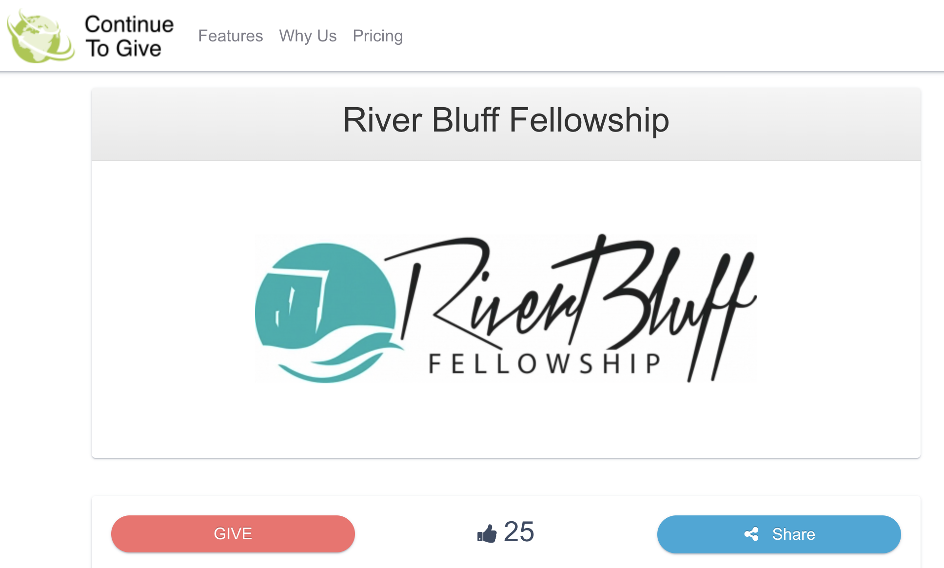 River Bluff donation page preview